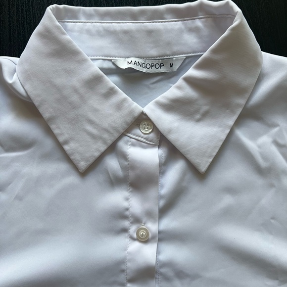 LIKE NEW Mangopop Long Sleeve Button Down Collared Bodysuit White Size M - Picture 3 of 14